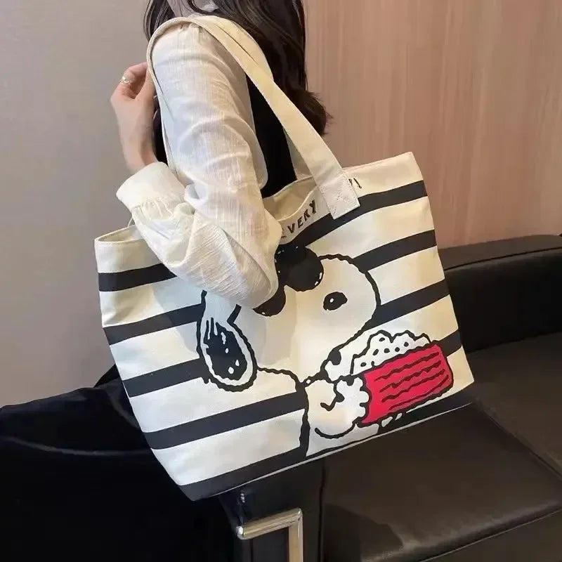 Disney Snoopy Cute Cartoon Large Capacity Canvas Bag for Female Students To Hold Books Tote Mommy Bag
