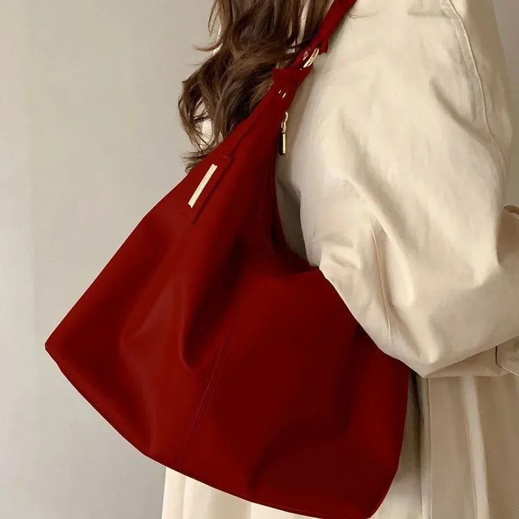 Vintage Large Capacity Bride's Underarm Bag Women's Chinese Style Commuter Single Shoulder Bag High-End FeelSimpleVersatile