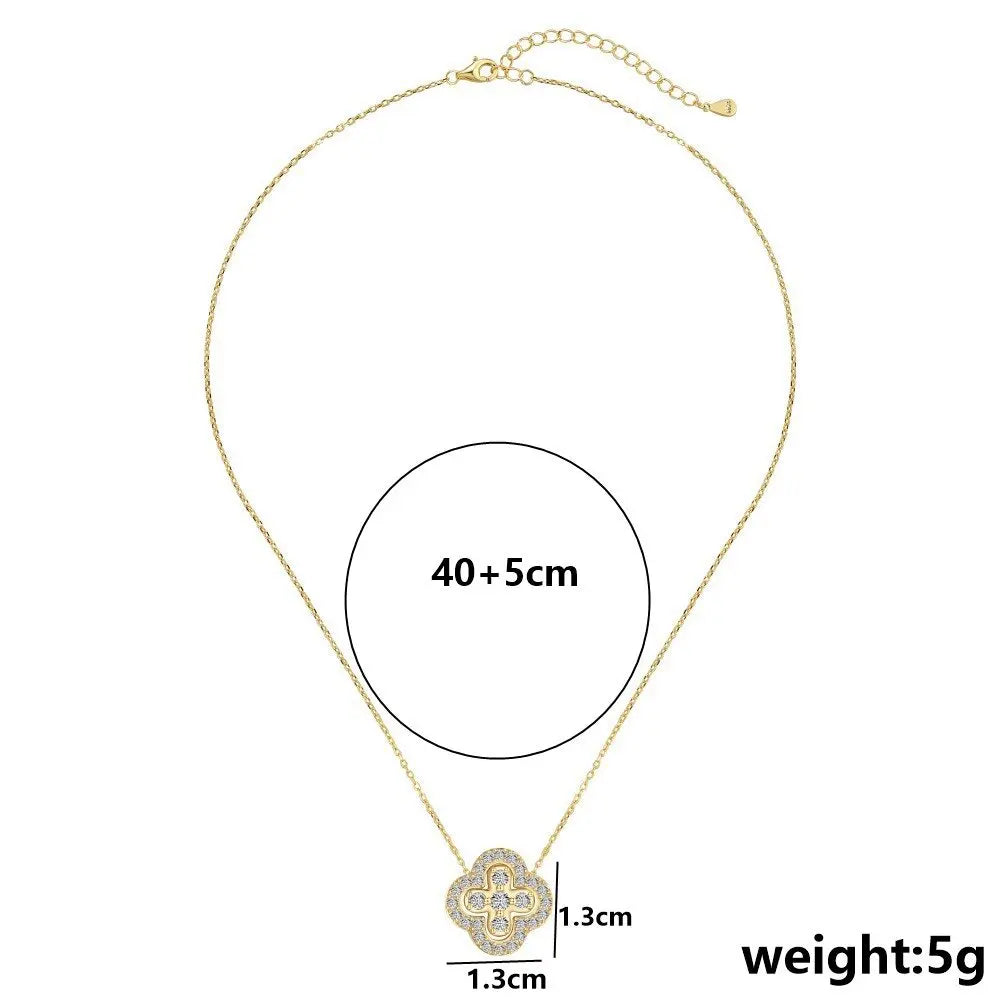 ZAKOL Lucky Four-leaf Clover CZ Necklace For Women's Dynamic Fashion Birthday Gift Clavicle Chain Versatile Fashion Accessories
