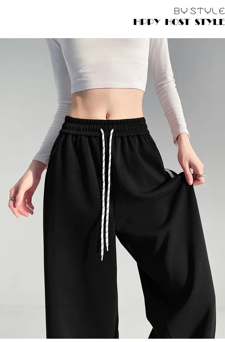 New 2025 American Stripe Sports Pants Women's Spring Autumn Wide Leg Loose Jazz Dance Casual Parachute Long Trousers