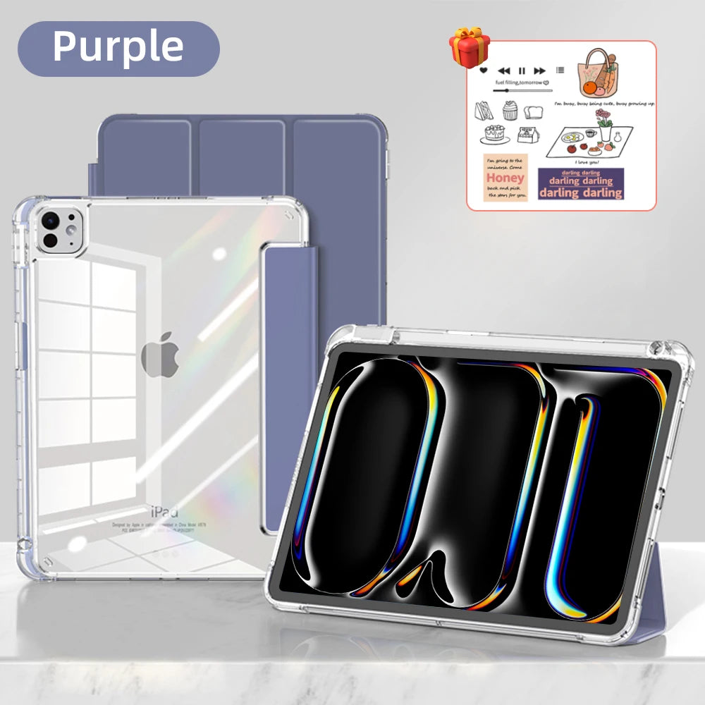 Transparency Case for 2024 iPad Pro 13in 11in M4 Air 11-inch 13-inch M2 iPad 10th Gen 10.9 Air 4/5 iPad 7/8/9th 10.2 5/6th 9.7in