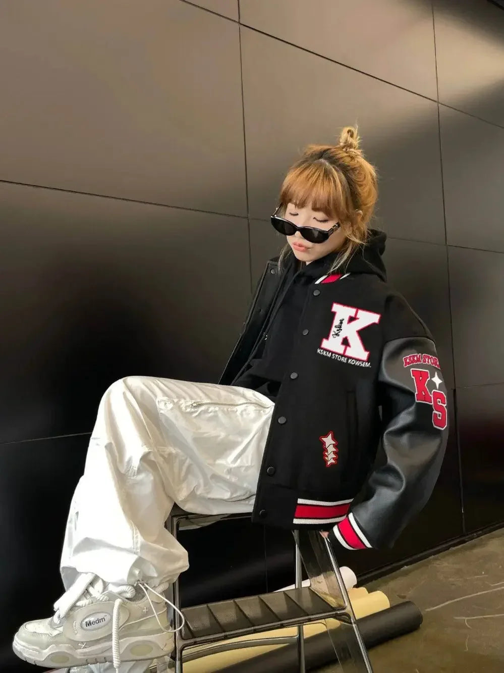 American high street embroidery baseball jacket Y2K retro autumn and winter stitching design men's and women's motorcycle jacket