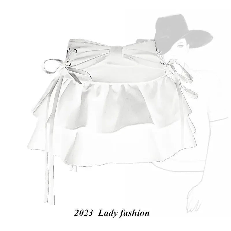 Pure Desire Mini Dress Bow Tied One Hundred Pleated Skirt Slimming A- line Sensibility Summer Skirt Anti-exposure Pants