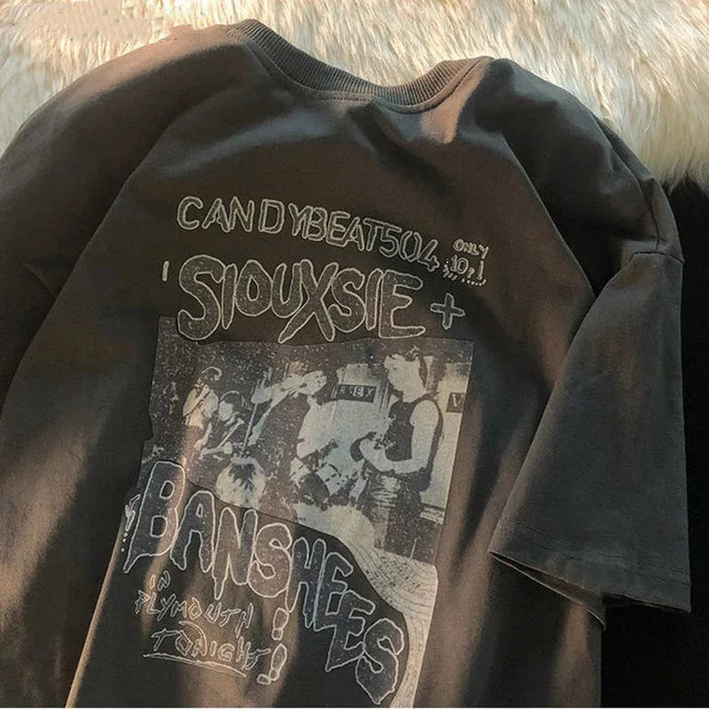 Hip-hop Women's T-shirt Oversized Streetwear Vintage T Shirt Grunge Harajuku Short Sleeve Y2k Tops Female Fashion Clothes Tee