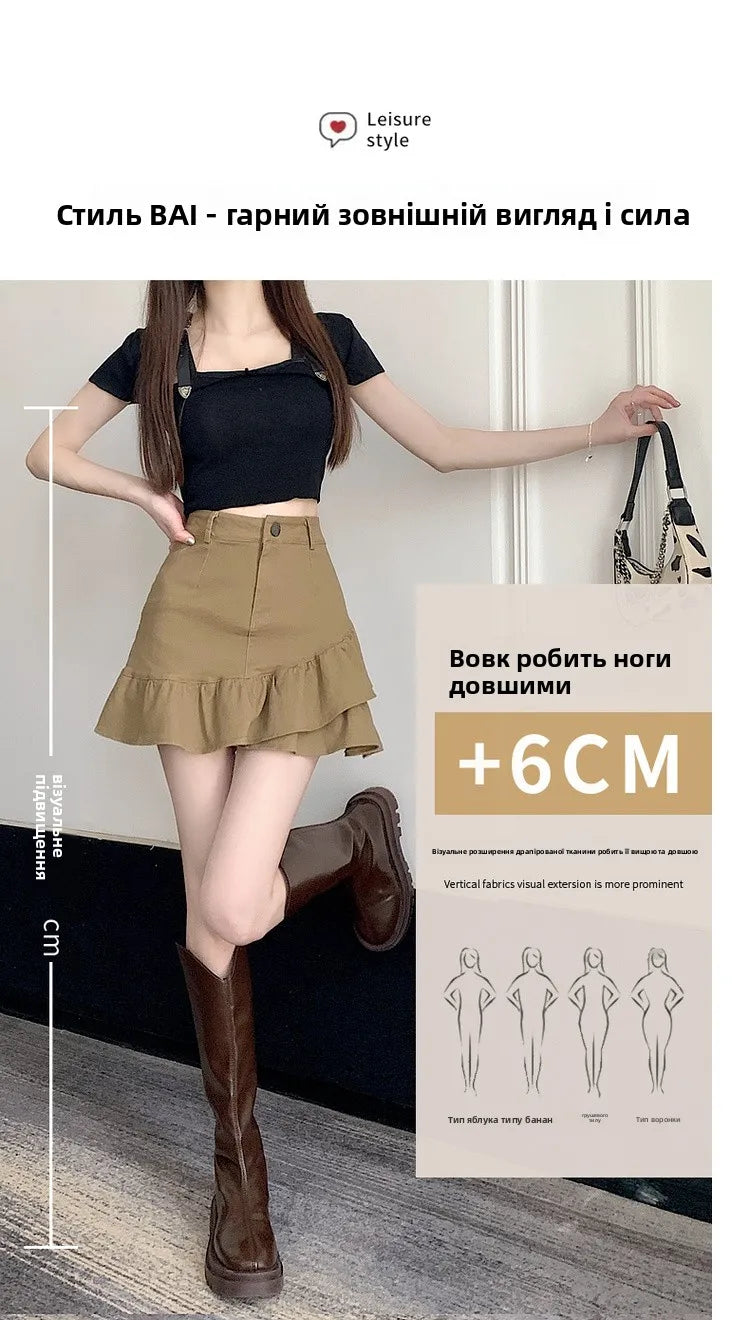 High Waist A-Line  Skirt Women's Spring Summer Denim f-length Skirts with Lace Hemline Cotton Polyester Blend