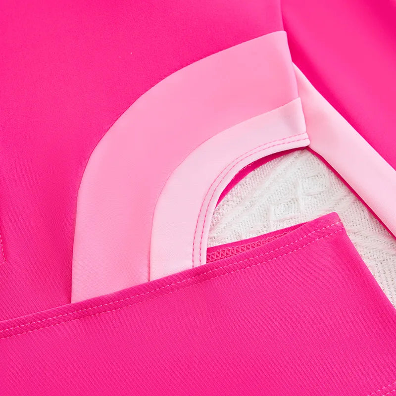 Pink Girls One Piece Swimsuit 8-12 Year Kids Swim Suit Teenage Children's Swimwear 2024 Zipper Surfing Bathing Suits Beach Wear