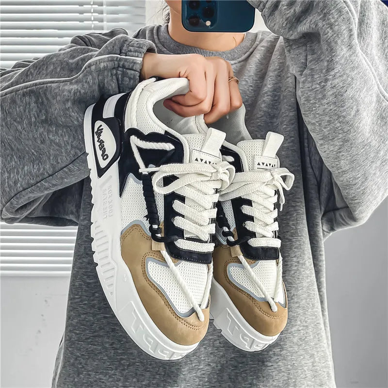 2025 New Summer Men's Shoes Original Casual Flat Shoes Sport Thick Bottom Increased Height Bread Trendy Shoes Skateboard sneaker