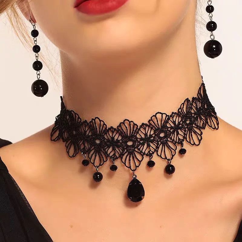 Girl Black Lace Choker Necklace For Women Trendy Neck Chain Collarbone Necklaces Punk Lolita Gothic jewelry For Girls Vintage