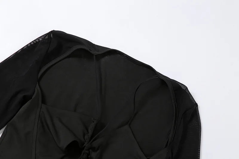 Woman's Bodysuits Summer Solid Color Long Sleeve Splice Sexy hollow-out Fashion Woman Bodysuits Dropshipping YMEK20K09854