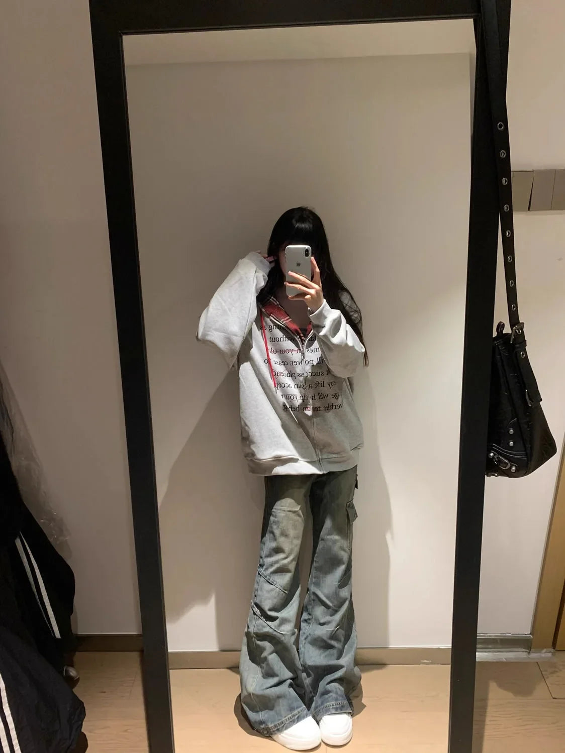 Hua Cotton Blend Milk Silk Hoodie Zipper Couple Jacket Retro Letter Patchwork Hat Sweatshirt 280g Vintage Style Women's Clothing