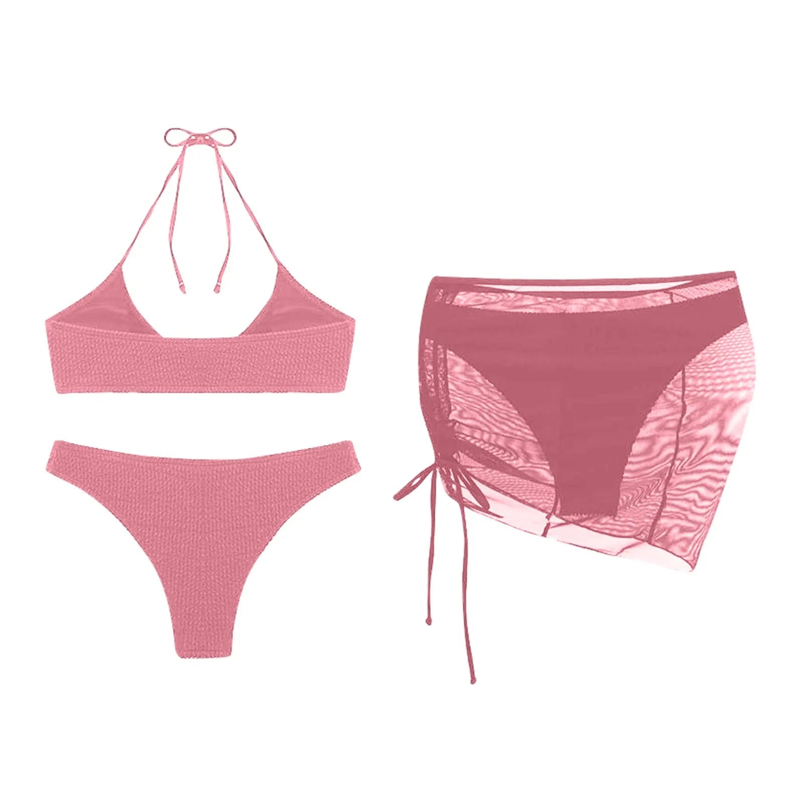 Women'S Summer Beach Swimwear Bikini Cover Up Four Piece Sexy Mesh Cover Up Three Pointed Bikini Swimsuit Fashion Beachwear