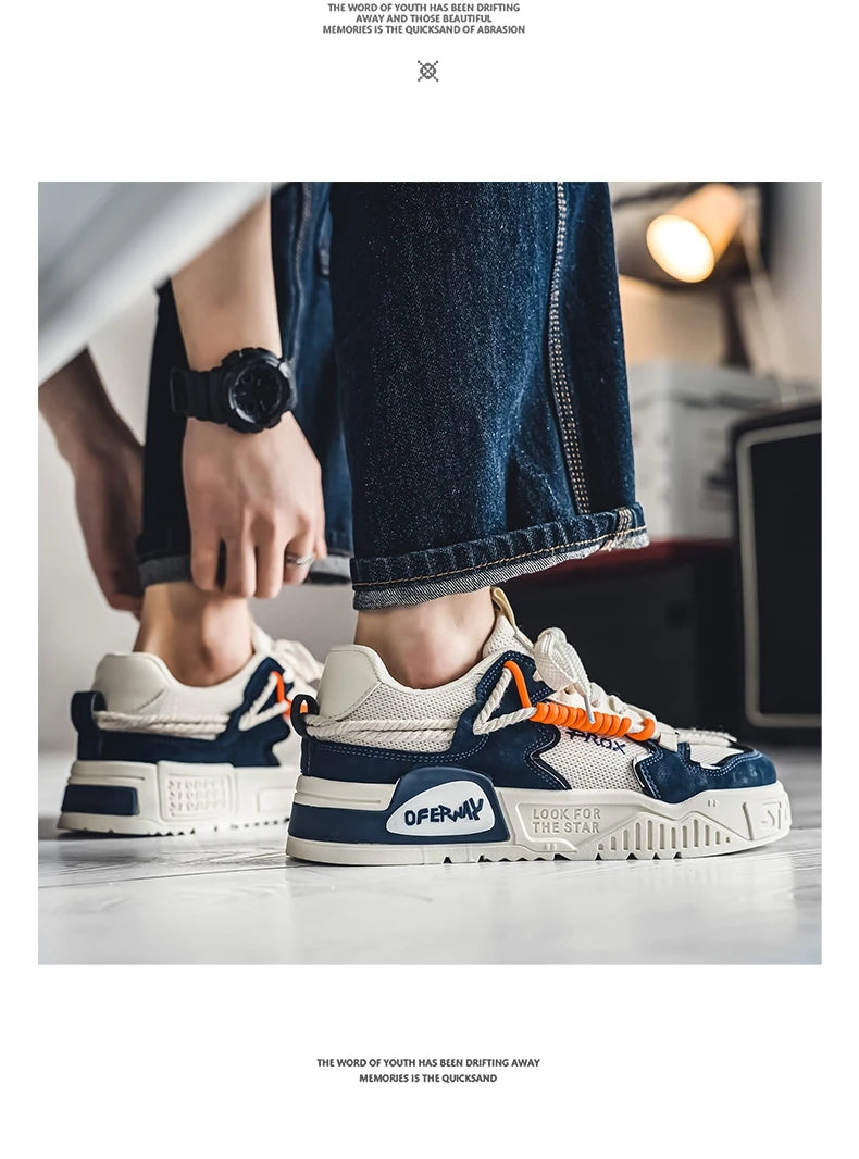 2025 New Summer Men's Shoes Original Casual Flat Shoes Sport Thick Bottom Increased Height Bread Trendy Shoes Skateboard sneaker