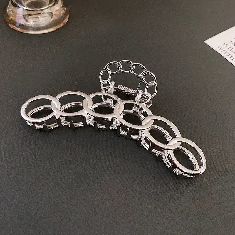 Silver Y2K Hollow Star Hair Claws Sweet Pentagram Heart Cool Girls Charm Trend Hair Clip for Women Aesthetics Hair Accessories