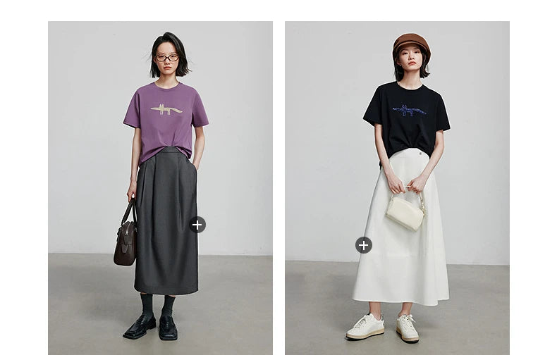 TOYOUTH Women Short Sleeve T shirt 2025 Spring New Tops 8521035