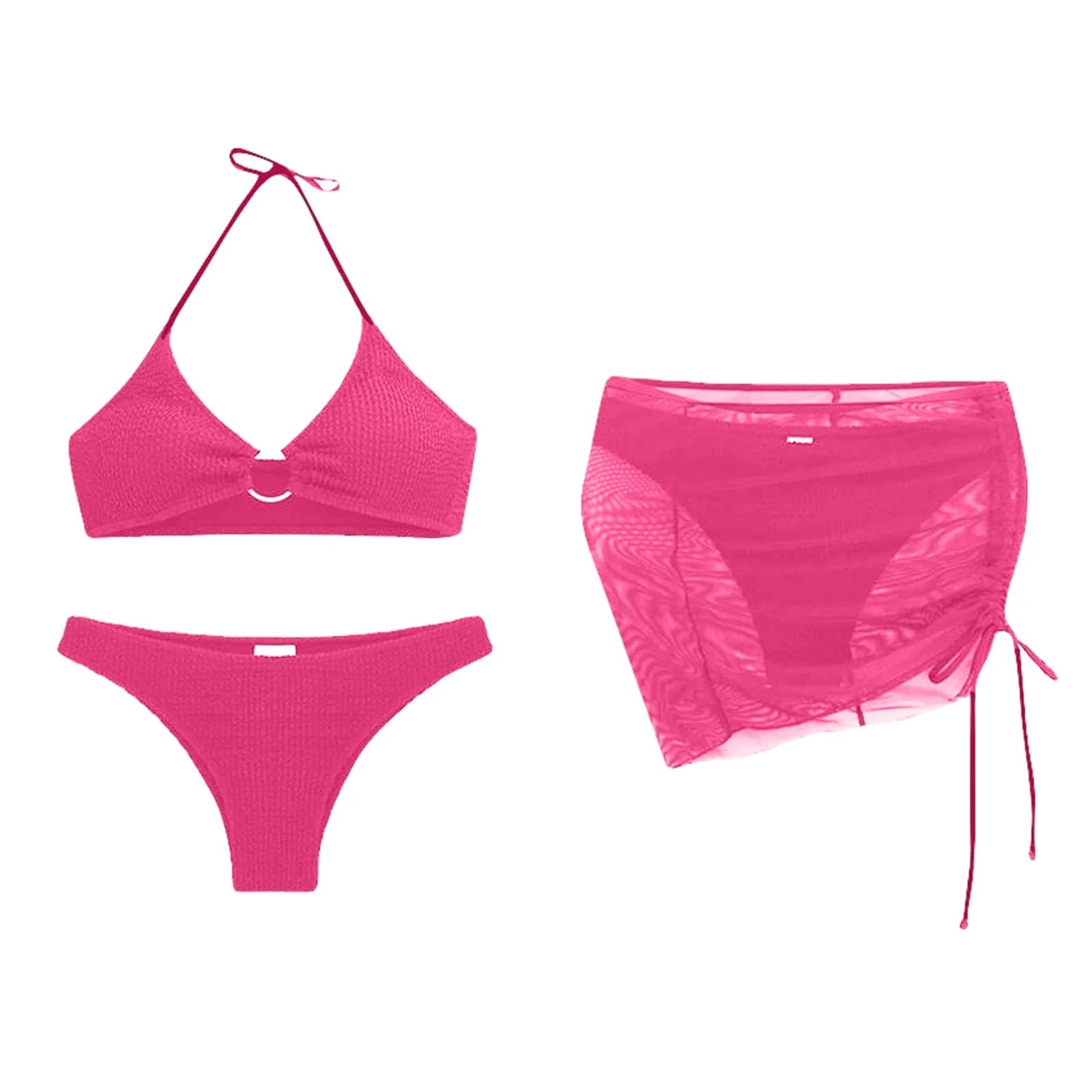Women'S Summer Beach Swimwear Bikini Cover Up Four Piece Sexy Mesh Cover Up Three Pointed Bikini Swimsuit Fashion Beachwear