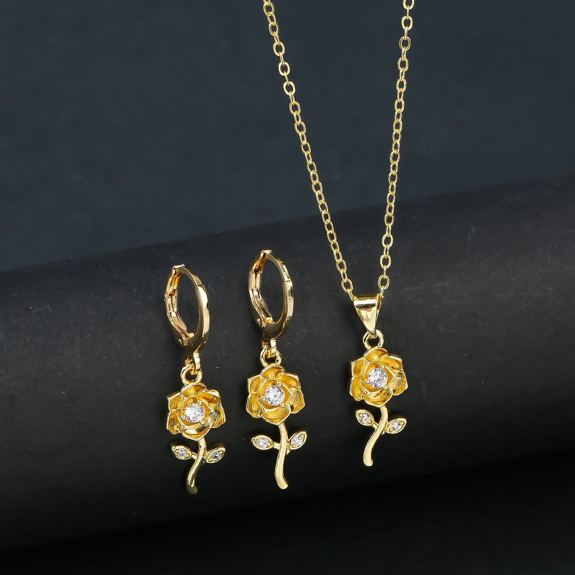 7 Style Classic Gold Plated Botanical Sunflower Pendant Necklace Earrings Jewelry Set New Trend Women Casual Party Jewelry Gift