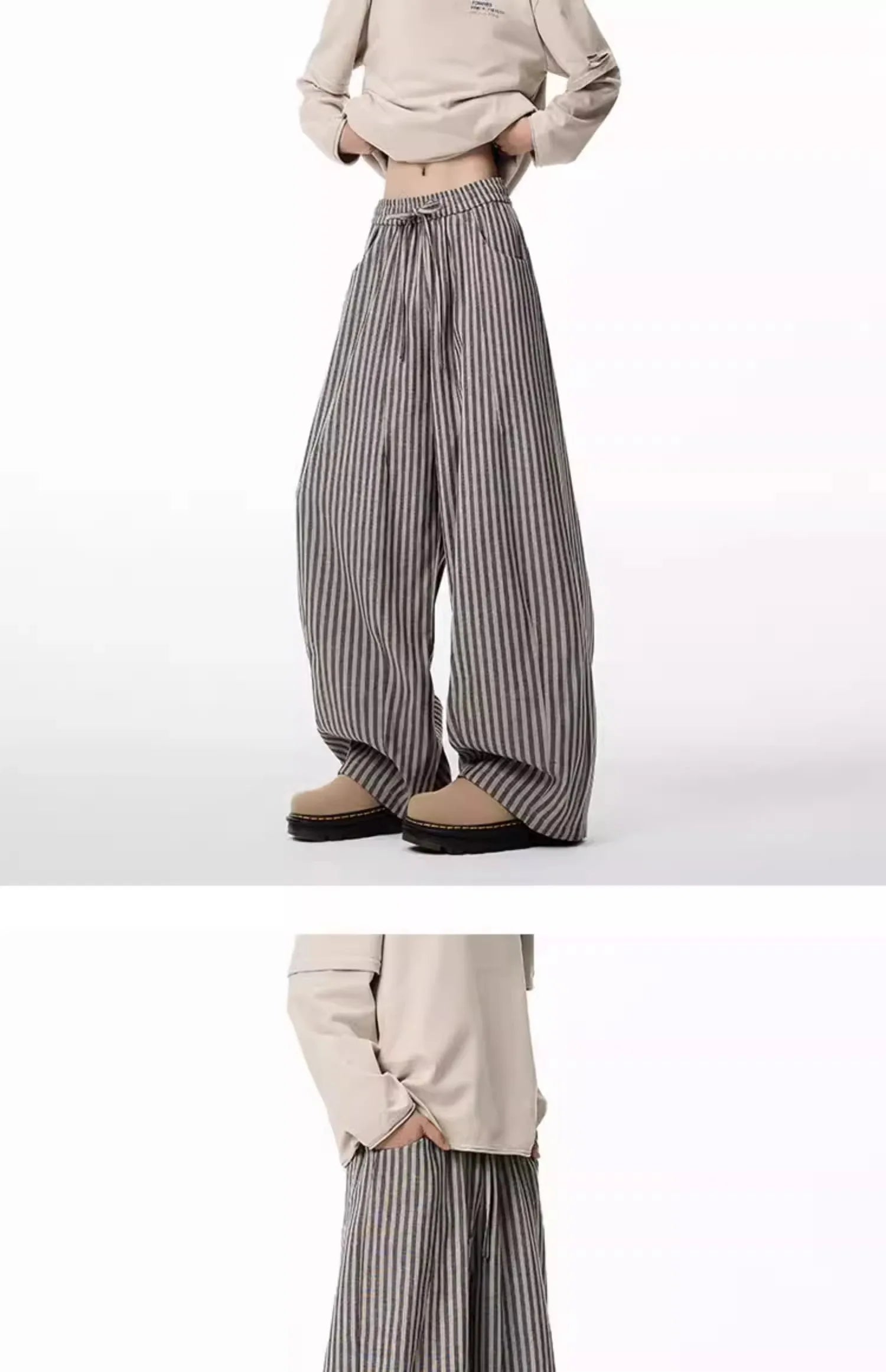 Women's Black Gothic Striped Long Pants Baggy Sweatpants Harajuku Y2k Emo Vintage Oversize Trousers Japanese 2000s Style Clothes
