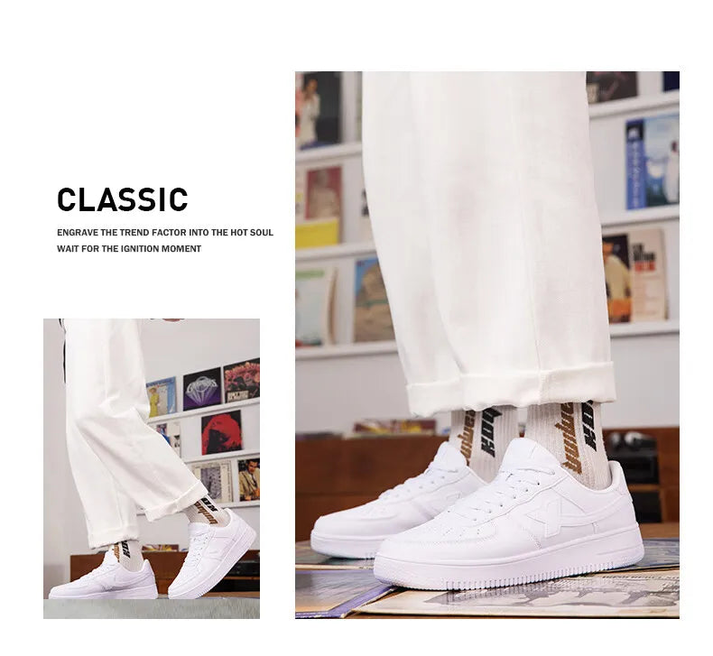 Xtep Men Skateboarding Shoes Non-Slip Casual White Couple Skate Sneakers Male Female Luxury Brand Shoes 881219319851