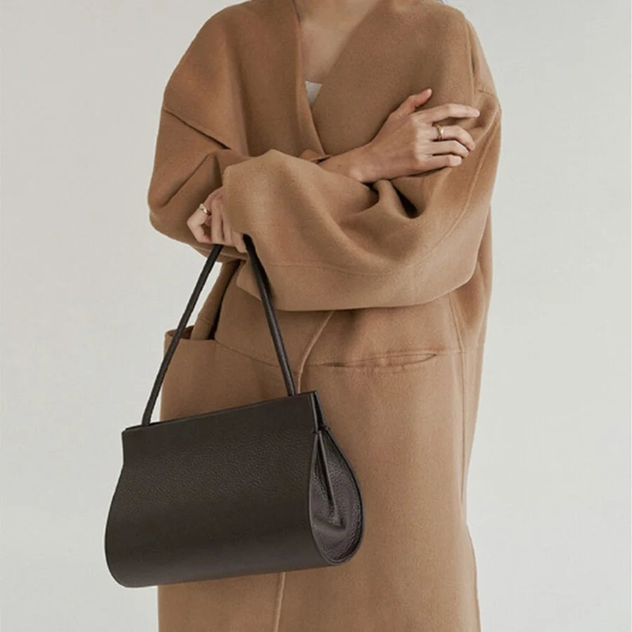 French Oval Design Women's Bag Summer Vintage Lychee Pattern Pu Leather Handbag Black Shoulder Underarm Bag Multilayer Totes Bag