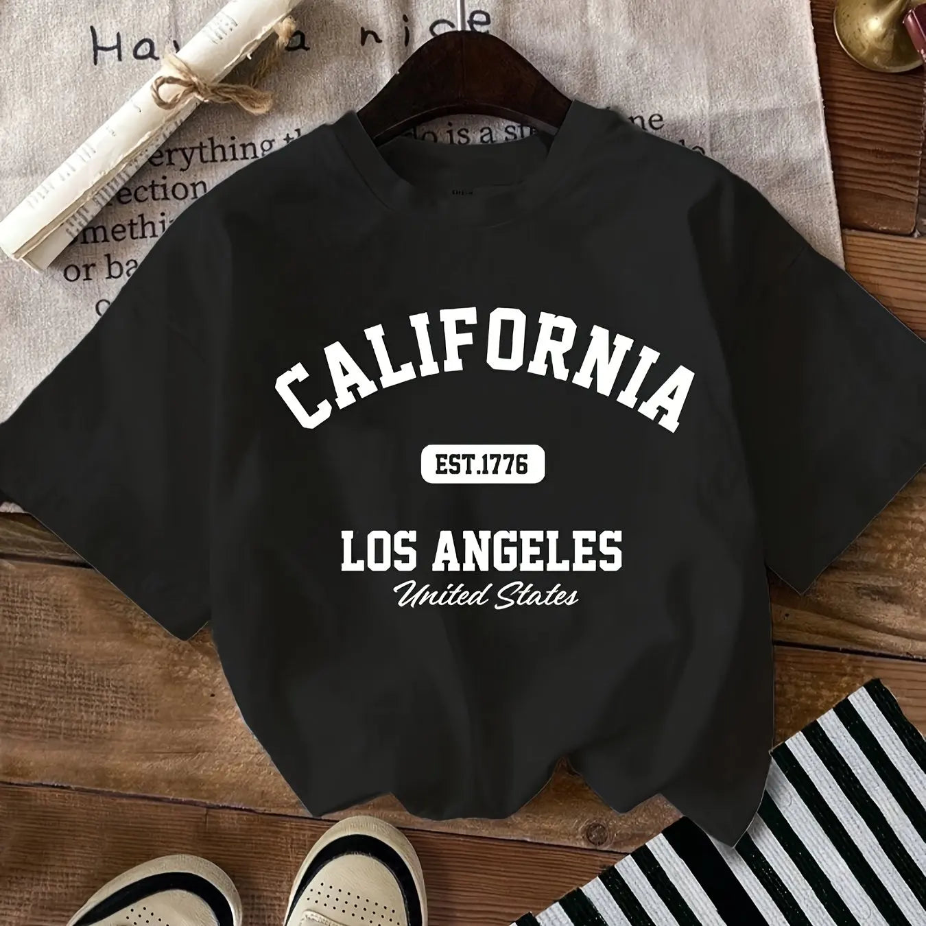 California & Bear Cartoon Print Short Sleeve O-Neck TShirt Spring Summer Top For Women Streetwear Oversized Casual Cotton Tshirt