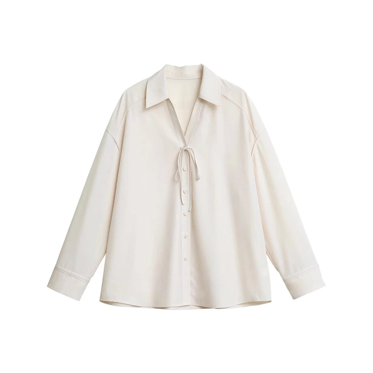 CHIC VEN Women Shirt Loose Casual Solid New Lapel Tie Design Sun Protection Blouses Long Sleeved Female Coat Summer 2025