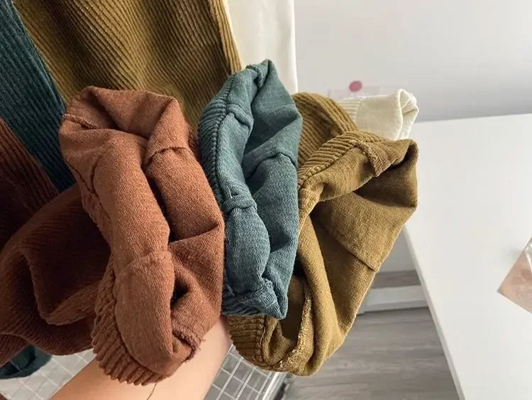 Vintage High Waist Corduroy Pants Women Spring Fall Straight Causal Full Length Trousers Korean Fashion Baggy All Match Pant New