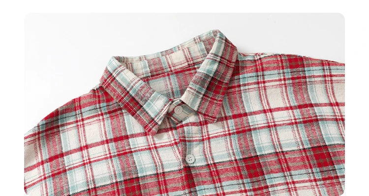 CHIC VEN Women's Cotton Shirt Single Breasted Loose New Retro Color Blocked Grid Female Blouses Autumn Spring 2024