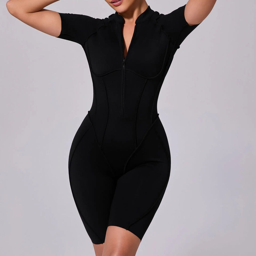 Women's Sports Jumpsuit Zipper Yoga Set Fitness Combination Lift Buttocks Bare Back Gym Sexy Sports Jumpsuit Gym Romper