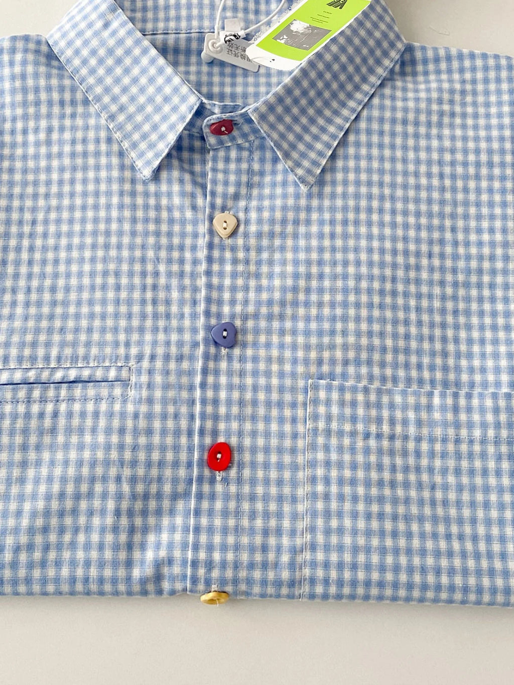 Blue Thin ort Sve Plaid irt Women Summer New Korean Sle  Inner Wear Loose Top Outerwear  Collar Multi Bu...