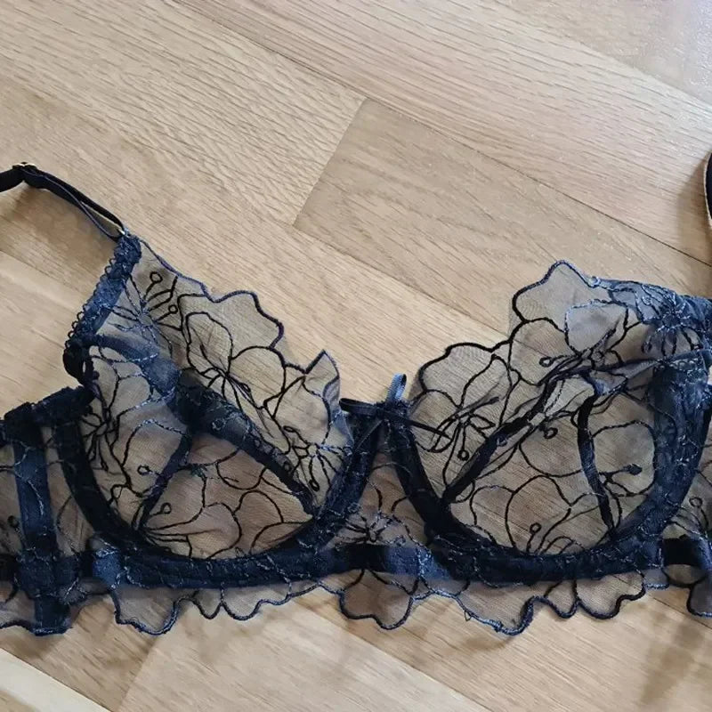 Sexy Lace Lingerie Set Women's Underwear Transparent Bra Party Sets Lace Black Lingerie Bra Set Underwear Set