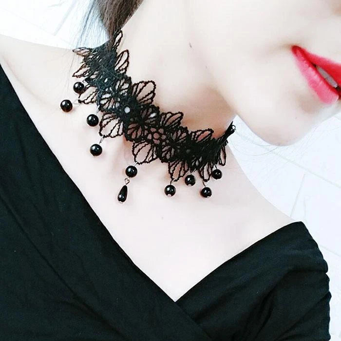 Girl Black Lace Choker Necklace For Women Trendy Neck Chain Collarbone Necklaces Punk Lolita Gothic jewelry For Girls Vintage