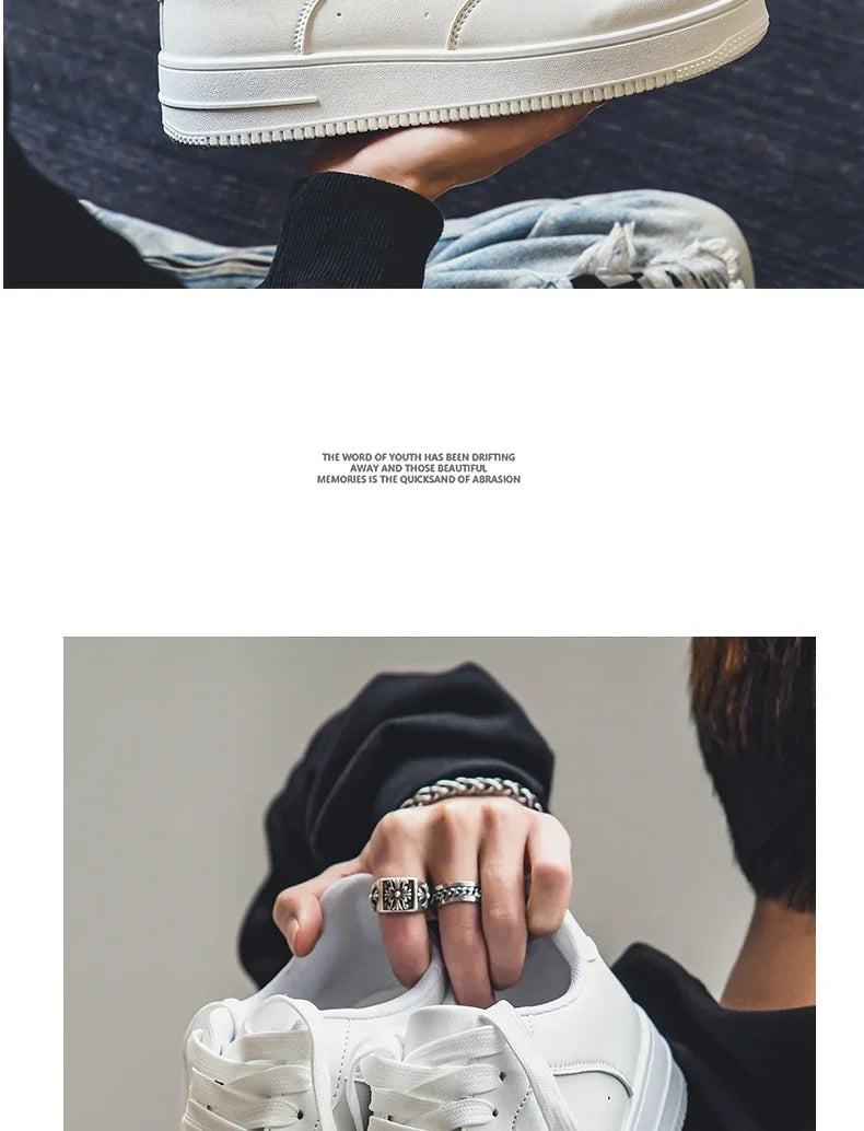 Autumn/Winter Black Casual Men's Shoes Air Force Sports Number 1 Black Kitchen Trendy Shoes Winter Rubber Outsole China Made