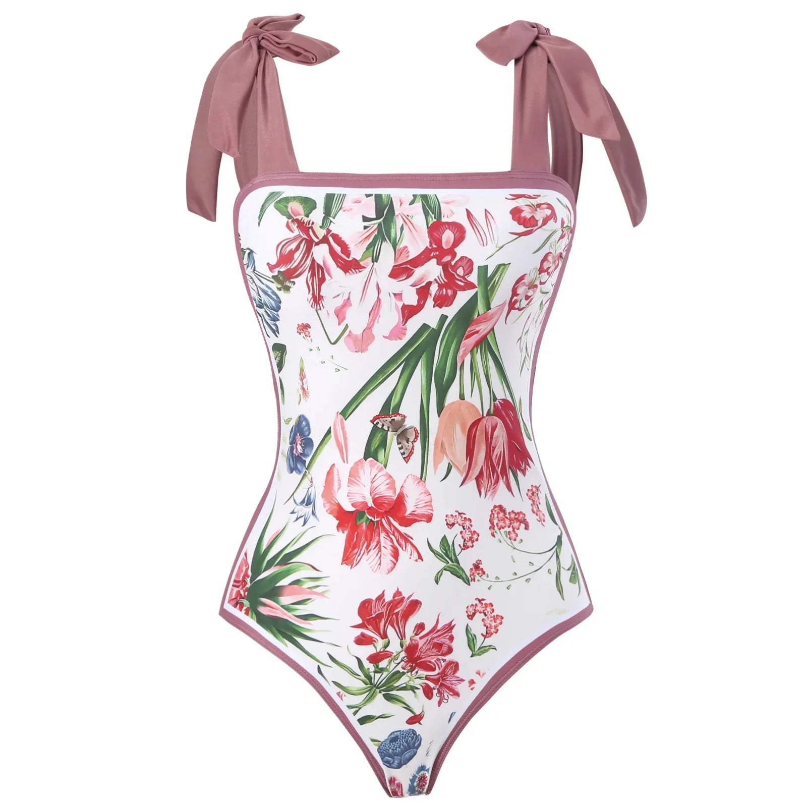 Retro One-Piece Swimsuit Set for Women with Chiffon Skirt Conservative Sexy Swimwear New 2025 Cross-Border AE Stock