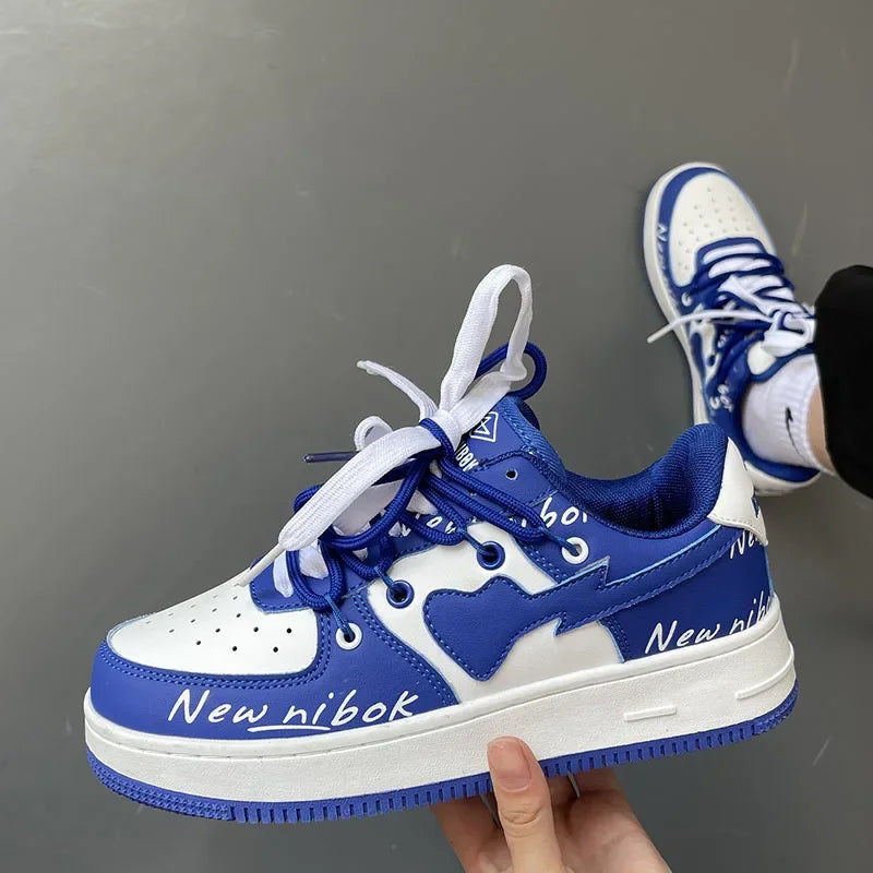 Women's Low-Top Breathable Trendy Shoes 2023 New Style Couple Casual Shoes PU Leather Rubber Bottom Comfortable Sneakers