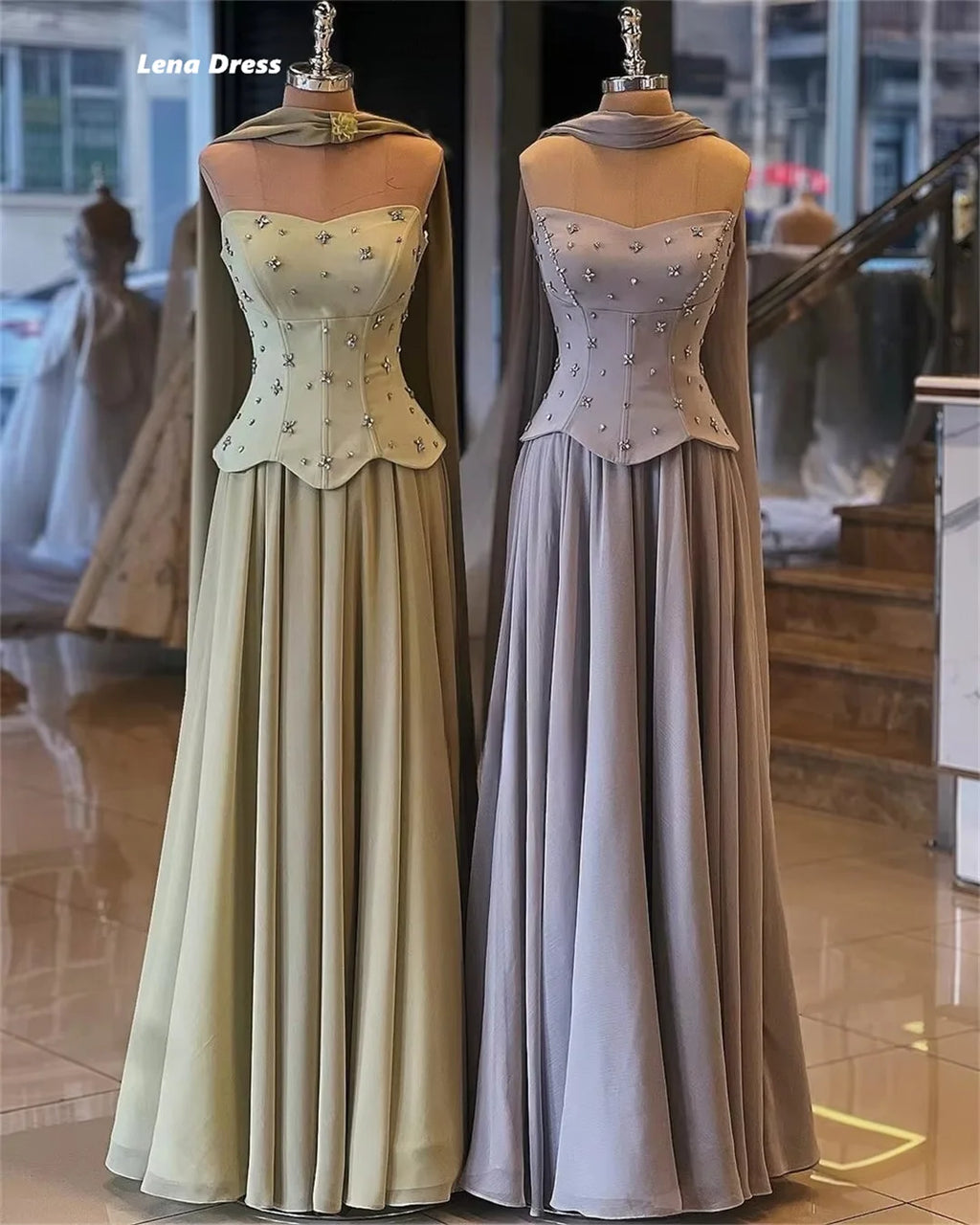 Lena Off-shoulder Women's Prom Dress Luxury Women Evening Dress Custom Made Long Prom Dresses 2025 Line A Robe Soiree Ball Gowns