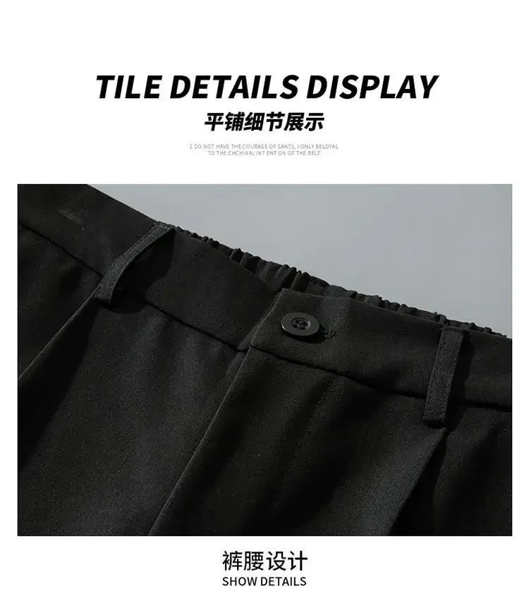 Summer Solid Color Fashion Straight Pants New Man High Street Casual Zipper Pockets Button Loose Korean Style All-match Trousers