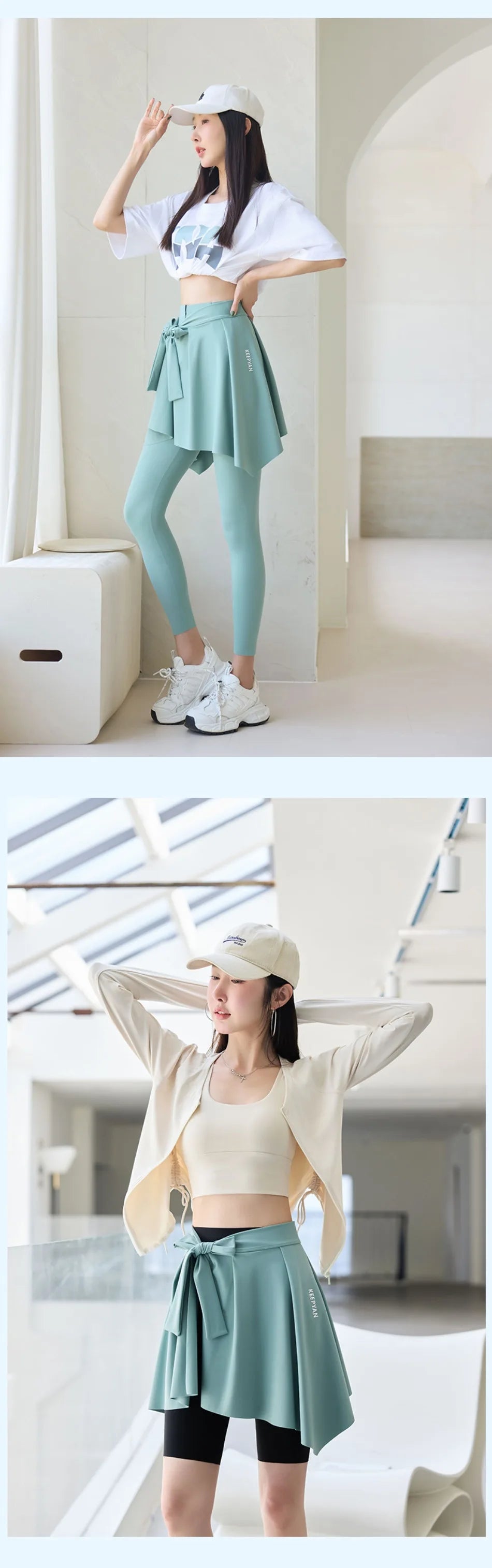 One-piece Skirt Women's Yoga Butt Curtain Sports Tennis Fitness Lace Up Irregular Mini Kirt Outer Wrap Skirts Prevent Exposure