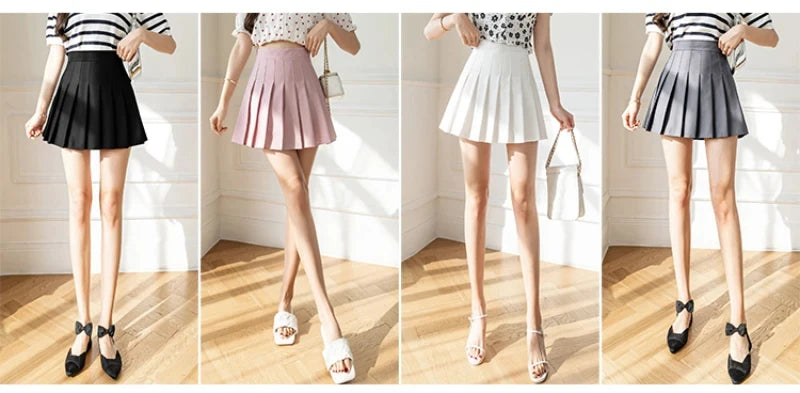 White Women Pleated Skirts Summer High Waist Zipper Girls Dancing JK Mini Skirts Black Fashion Student A Line Faldas 2024