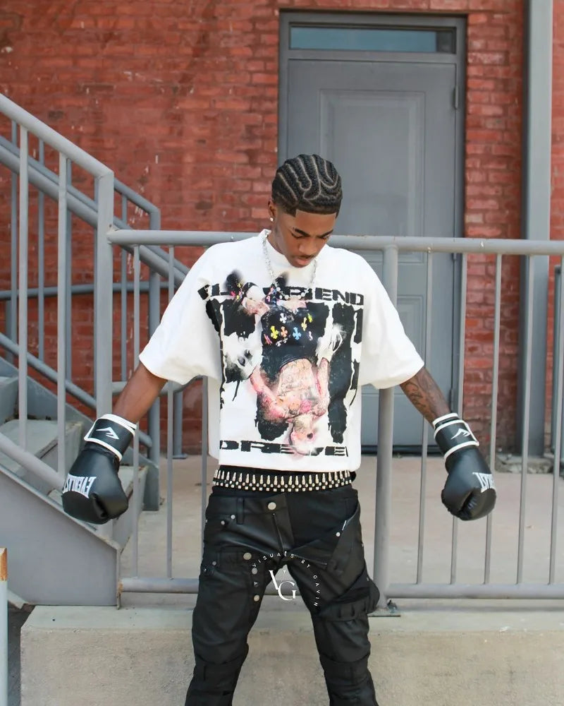 Y2k American Street Retro Cartoon Animation Printed Short-sleeved High Street Hip-hop Loose Casual Oversized Round Neck T-shirt