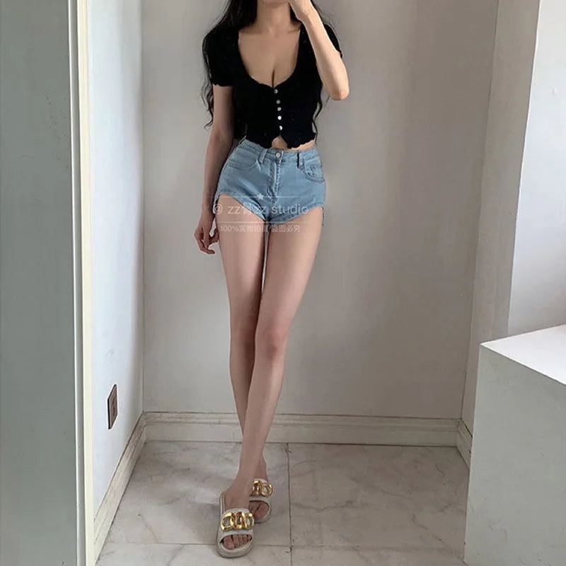 Sexy T Shirt For Ladies 2024 Crop Top Short Sleeve Black Top Women Clothing New Summer Tees Female Fashion Korean Femme Y2K Top