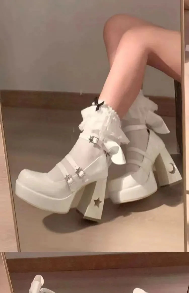 Mary's Spring New Women's Fashionable Thick Heel Bow Hollow Out Line Toe Flats Summer Season Flat Heel Women's Shoes