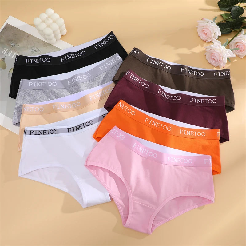 FINETOO 3Pcs Cotton Letter Belt Underwear Women's Panties Sexy Breathable Low Waist Briefs Female Stretch Comfortable Lingerie