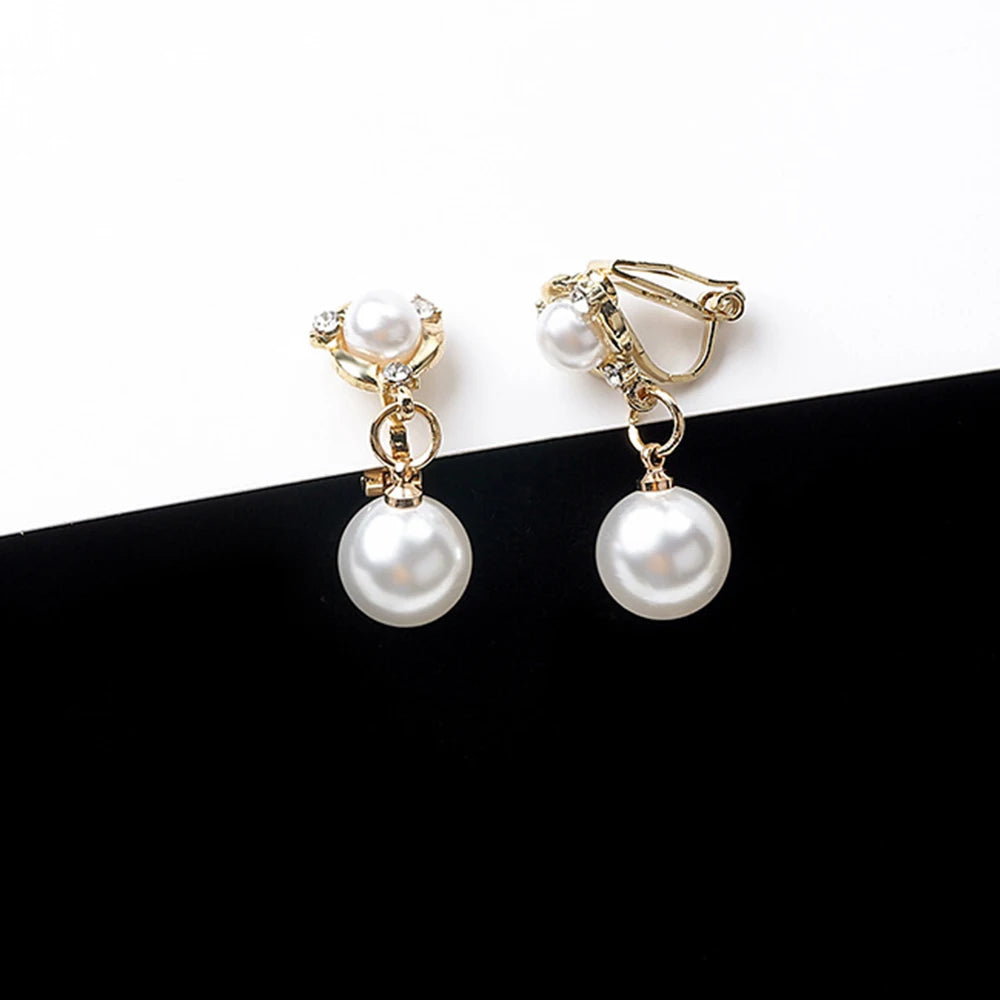 Korean Non Pierced Simulated Pearl Clip Earrings Fake Piercing Ear Jewelry Earcuffs For Women