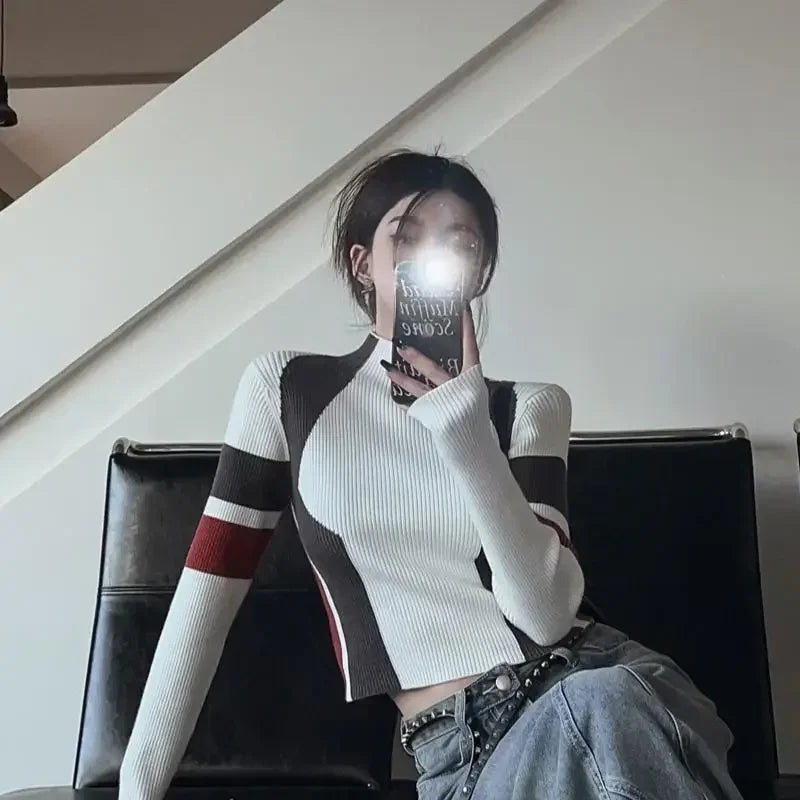 Neploe American Vintage Turtleneck Pullovers Mujer 2025 Autum New Slim Fit Tops Women Y2k Long Sleeve Bottoming Sweaters