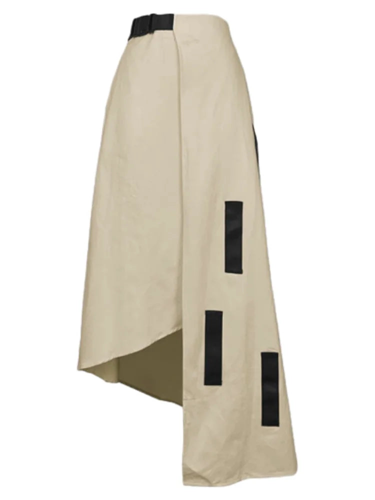 Freeacy Urban Female Asymmetric Skirt Elastic High Waist A-line Printed Skirts 2025 Summer Women's Commuter Half Dress Bottoms