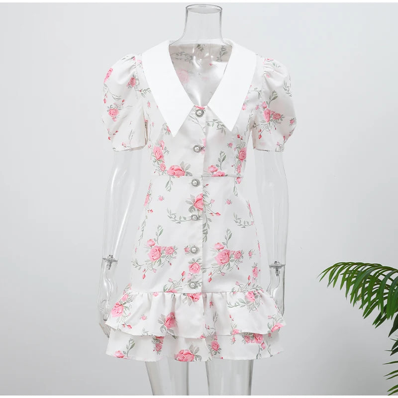 Chic Flower Print A-line Maxi Dress Women Elegant High Waist Strapless Backless Slim Vestidos 2025 Lady Summer Vacation Robes