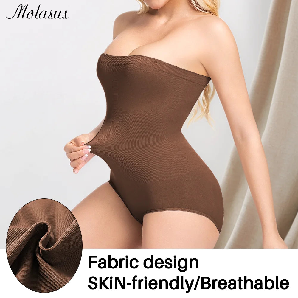 1 Piece Women Shapewear Bodysuit Removeable Shoulder Strap Body Shaper Seamless Tummy Control Slimming Flat Belly for Underwear