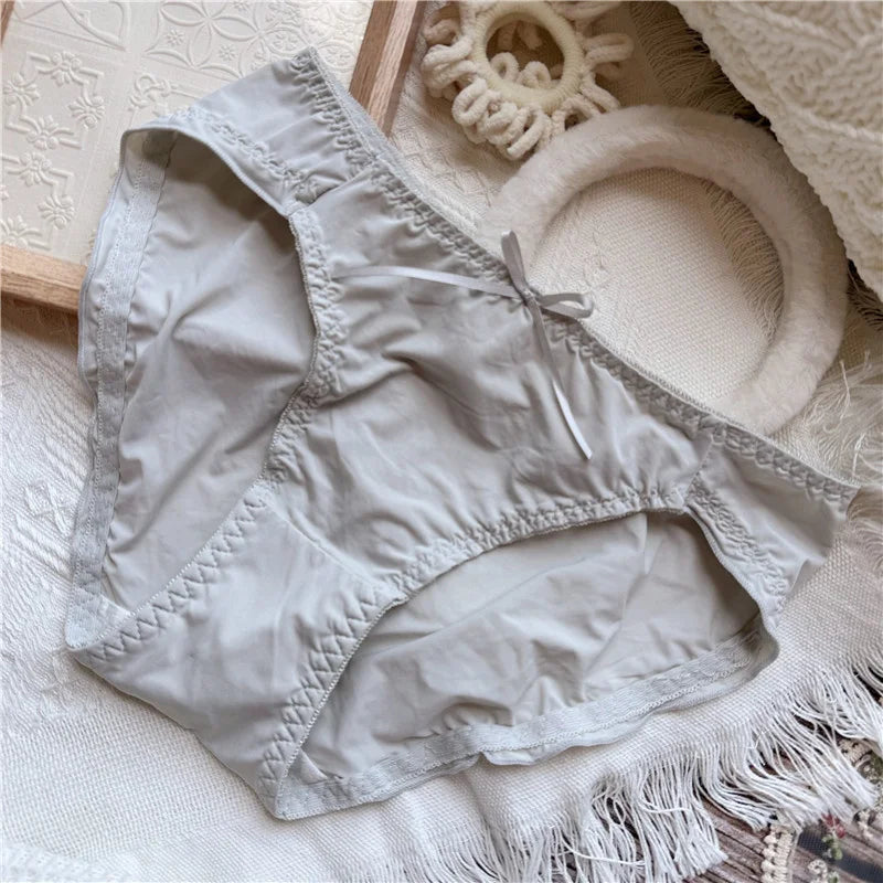 SP&CITY Dot Patterned Ice Silk Cute Women's Panties Ow Waist Cartoon Printed Sweet Plaid Ruffle Underwear Female Seamless Briefs