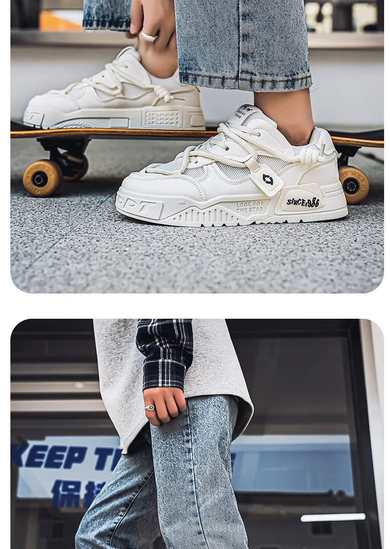 2025 New Summer Men's Shoes Original Casual Flat Shoes Sport Thick Bottom Increased Height Bread Trendy Shoes Skateboard sneaker