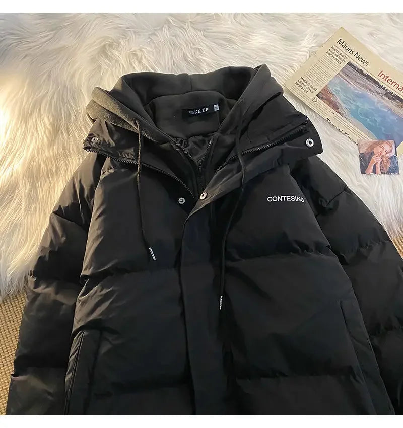 Y2K Multi-functional Fake Two Pocket Zipper Down Jacket Thick Coat Korean Version Winter New Winter Leisure Cotton Clothes Women